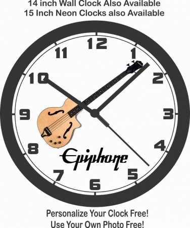 Epiphone Zenith Acoustic Bass Guitar Wall Clock-Free US Ship, Fender, Gibson