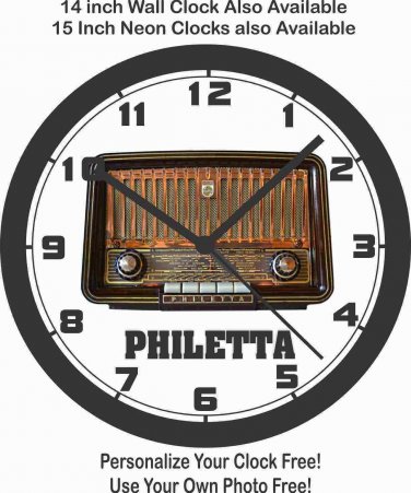 PHILETTA ANTIQUE RADIO WALL CLOCK-RCA, PHILCO, MOTOROLA-Free USA Ship