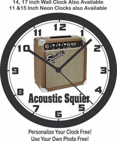 ACOUSTIC SQUIER SA-10 GUITAR AMP WALL CLOCK-FREE US SHIP, GIBSON, FENDER, PEAVEY