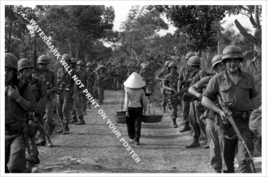 Vietnamese Women Sharing The Road With USA Soldiers Poster-Free US Ship