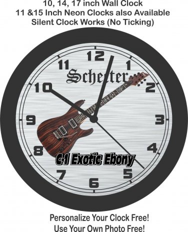Schecter C-! Exotic Ebony Guitar Wall Clock-Free US Ship, Fender, Gibson