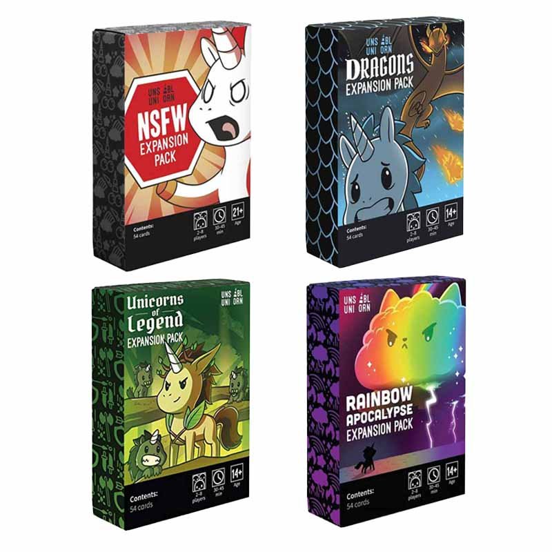 Unstable Unicorns Card Base Game White Box + 4 Expansions