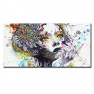 Oil Painting Modern wall art girl with flowers Size 12 x 24