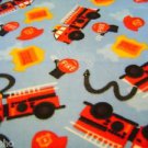 FIRE TRUCKS HAT HYDRANT BLUE  POLAR FLEECE BABY CRIB  BLANKET NEW FREE SHIP