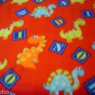 DINOSAURS POLAR  FLEECE BABY CRIB  BLANKET NEW HOMEMADE GIFT RED
