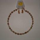 Natural Agate With Simulated Pearls Necklace With Earrings