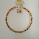 Natural Agate With Carnelian Memory Wire Necklace With Earrings