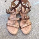 Women's Born Bronze Metallic Leather Double Ankle Strap Gladiator Sandals 7M