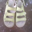 Women's Ecco Light Green Leather Triple Strap Velcro Sporty Sandals Size 11.5/42