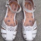 Women's Bare Traps 'Riggins' Beige Leather Ankle Strap Velcro Sandals Flats 9M