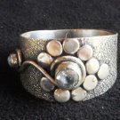 Handmade sterling silver ring with white topaz & pearl/silver 92,5 white topaz ring