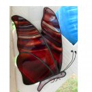 BURGANDY STAINED GLASS BUTTERFLY SUNCATCHER HANDCRAFTED