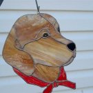 Golden Labrador Retreiver with red collar HANDCRAFTED STAINED GLASS SUNCATCHER