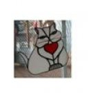 HANDCRAFTED SUNCATCHER STAINED GLASS FAT CAT WE CAN MAKE YOUR COLOR