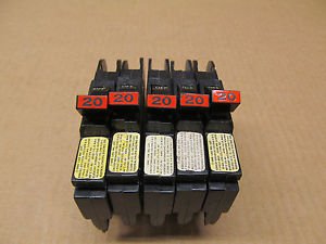 5 FPE NC020 NC120 TYPE NC THIN CIRCUIT BREAKER 20 AMP 20A 1 P LOT OF 5 120/240V