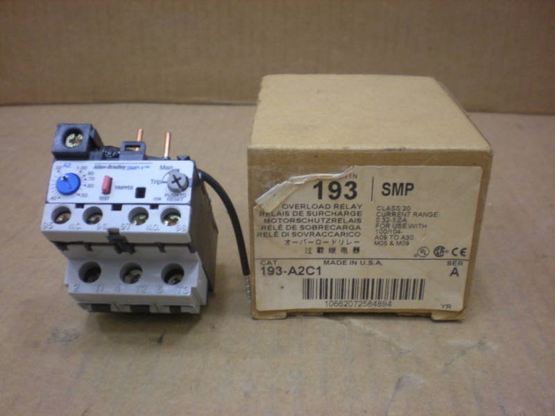 1 NIB ALLEN BRADLEY 193-A2C1 193A2C1 OVERLOAD RELAY 0.32-1.0A CLASS 20 SER A