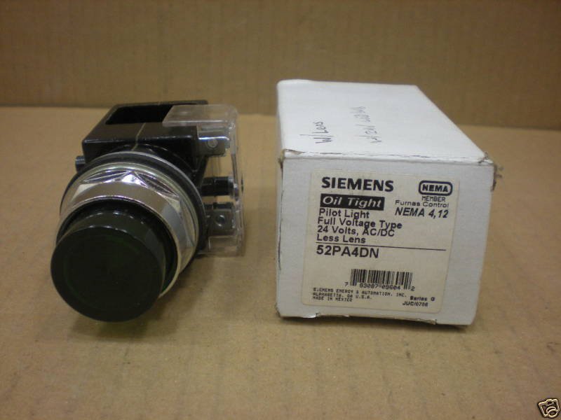 1 NIB SIEMENS 52PA4DN PILOT LIGHT 24V AC/DC NO LENS FULL VOLTAGE