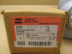 1 NIB CROUSE HINDS EYD7 2-1/2" SEALING FITTING WITH DRAIN FEMALE HAZARDOUS