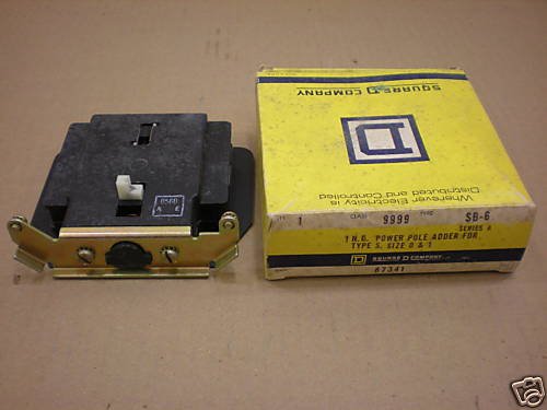 1 NIB SQUARE D 9999 SB-6 1 N.O POWER POLE ADDER SIZE 0 & 1 9999-SB6 9999SB6