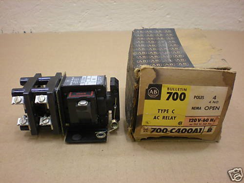 1 NIB ALLEN BRADLEY 700-C400A1 TYPE C AC RELAY 120 VAC 700C400A1 4 N.O. SERIES B