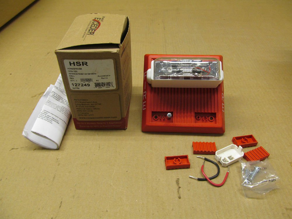 1 NIB WHEELOCK COOPER HSR 127249 HORN / STROBE 12/24 VDC WALL RED
