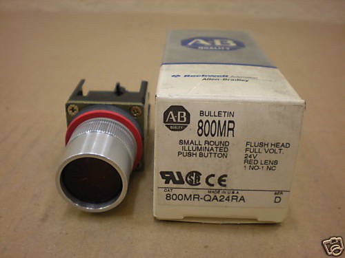 NIB ALLEN BRADLEY 800MR-QA24RA ILLUMINATED PUSHBUTTON 24V RED FLUSH 800MRQA24RA