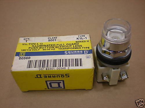 1 NIB SQUARE D 9001 K1L-1 9001-K1L1 ILLUM PUSHBUTTON WITHOUT LENS 9001K1L1
