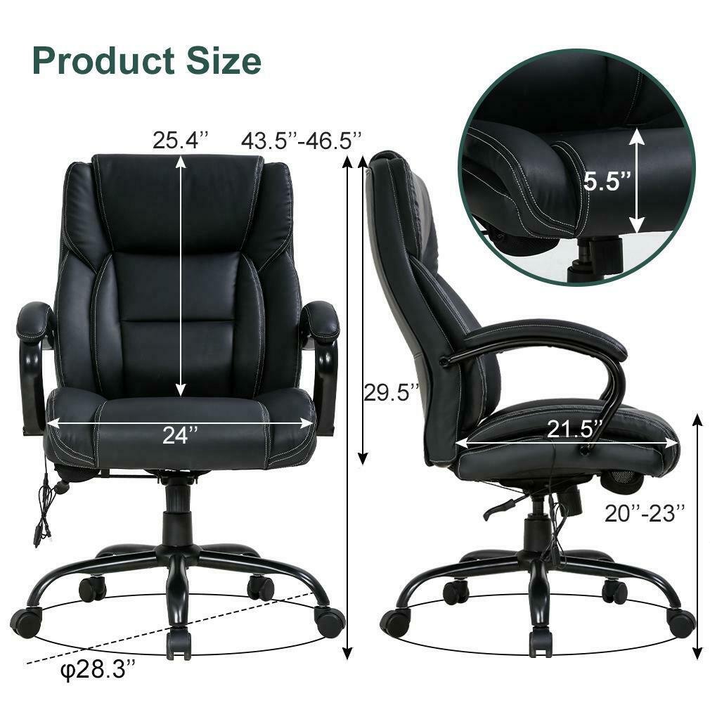 Big and Tall Office Chair 500lb Wide Seat Desk Chair with Lumbar ...