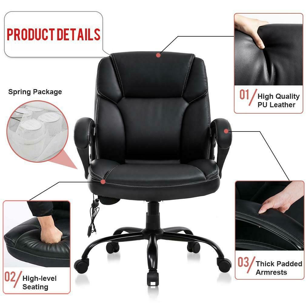 Big And Tall Office Chair 400lbs Wide Seat Ergonomic Desk Chair Massage