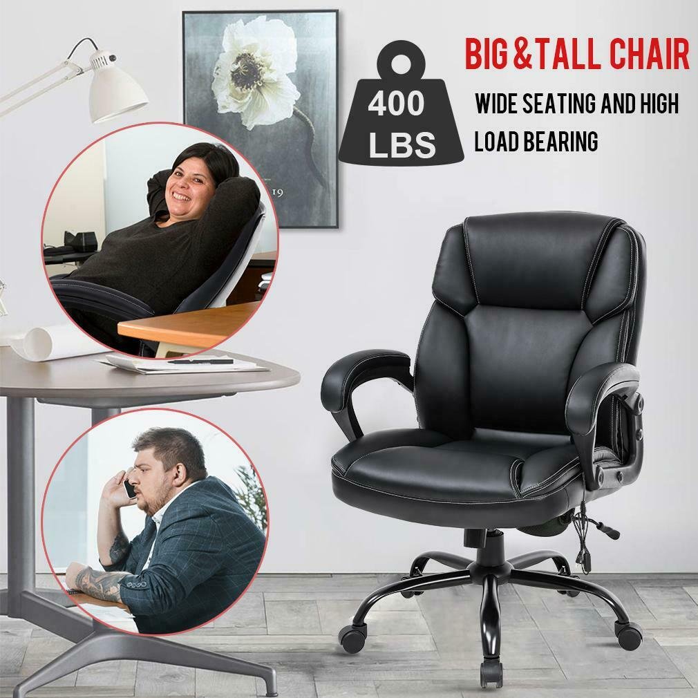 Big And Tall Office Chair 400lbs Wide Seat Ergonomic Desk Chair Massage