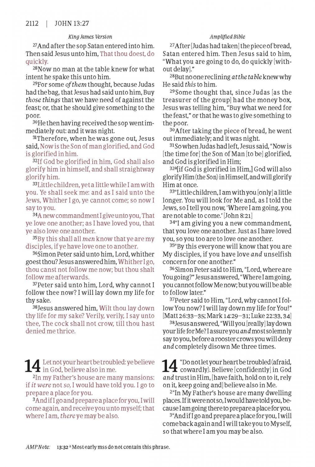 KJV, Amplified, Parallel Bible, Large Print, Bonded Leather, Black, Red ...