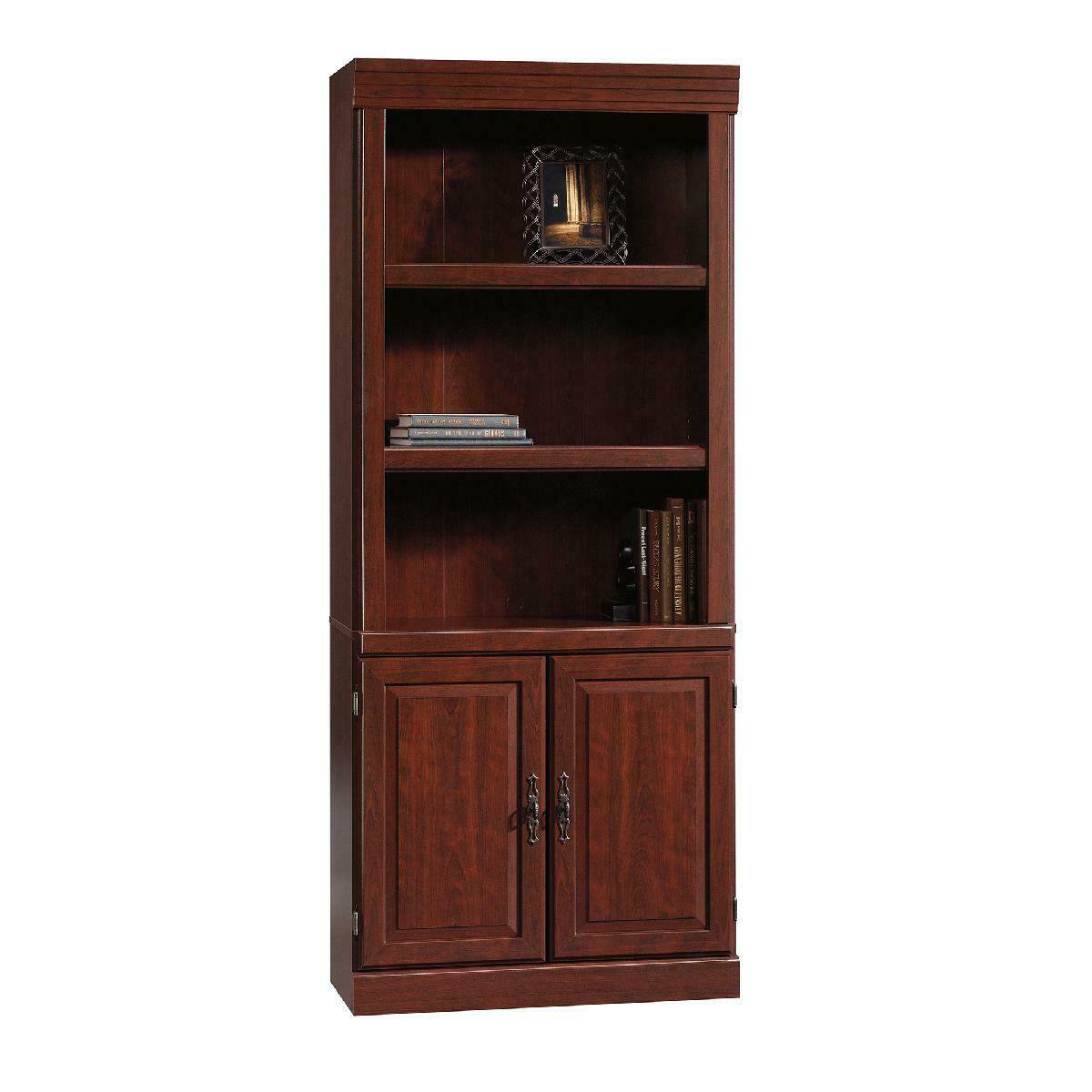 Sauder 71 Heritage Hill Library Bookcase With Doors Classic Cherry Finish