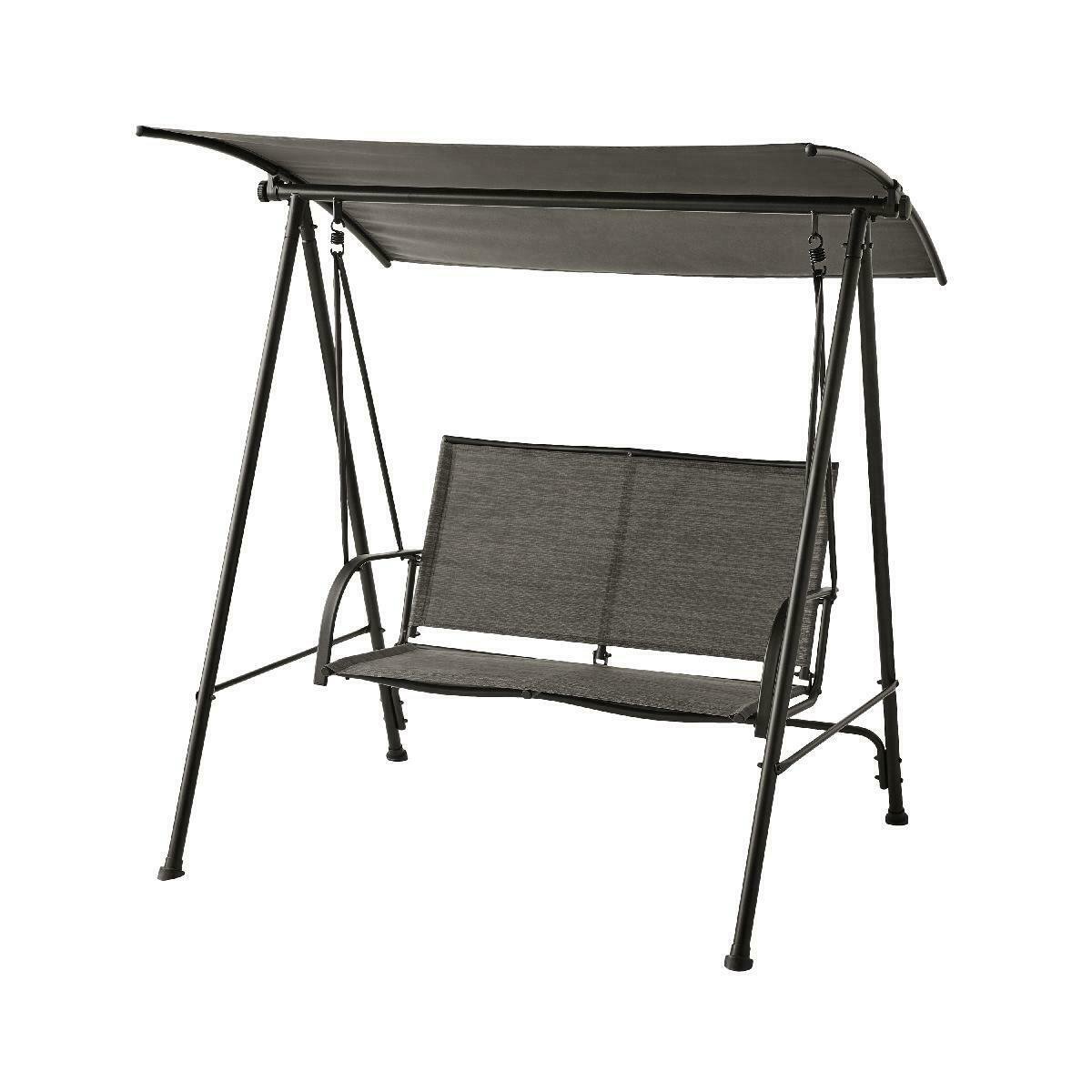 Mainstays Outdoor Patio Steel 2 Person Porch Swing Grey Sling 