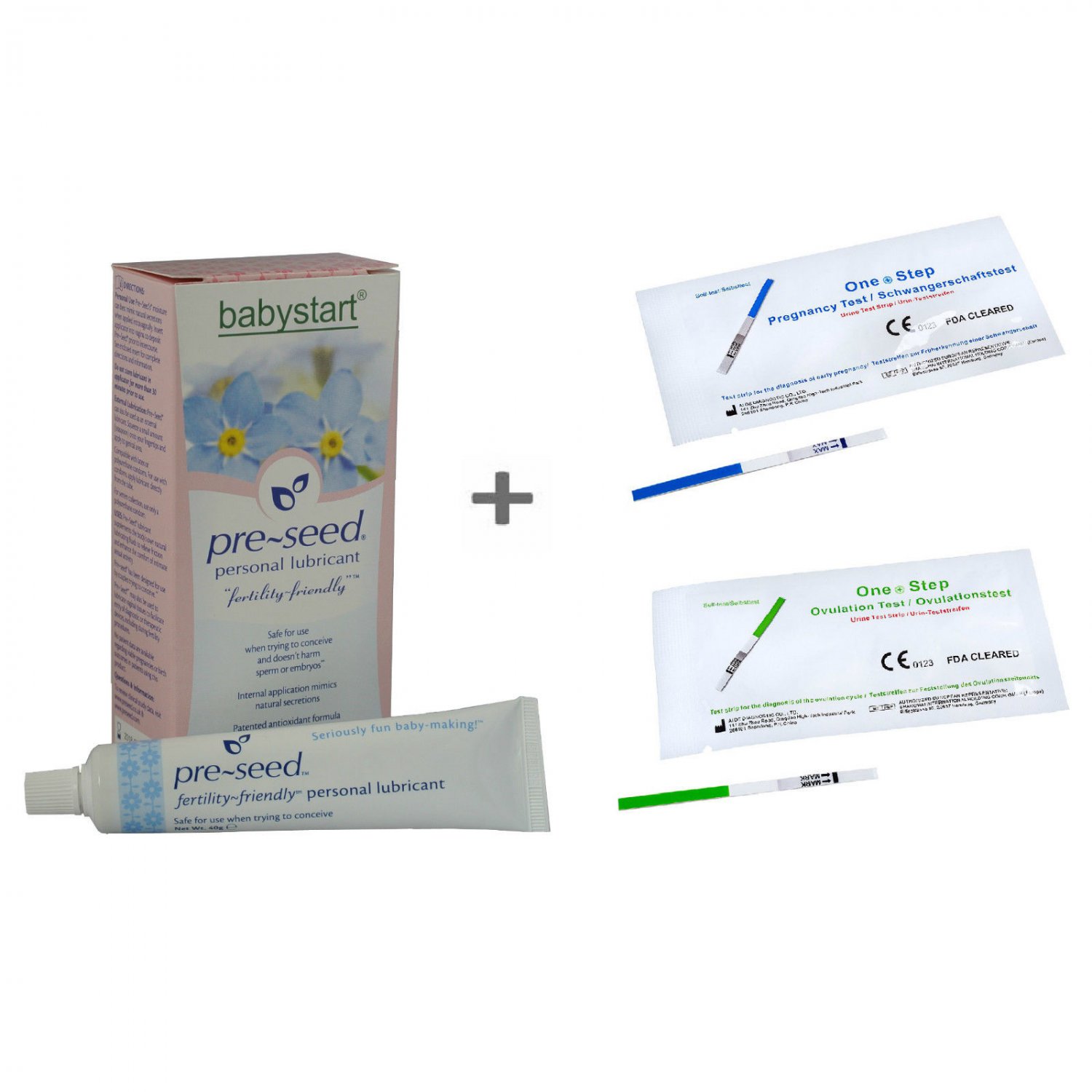 PRE-SEED Fertility Lubricant 9 Pack +5 Ovulation +5 Pregnancy Tests -Preseed Kit