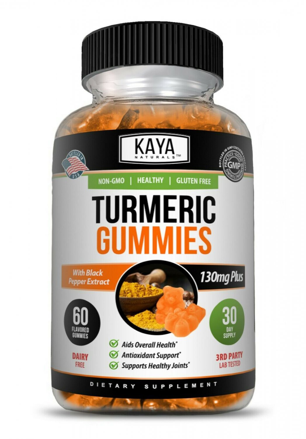 Turmeric Curcumin Ginger Gummies, 60 Count, Pain Relief & Joint Support Gummy