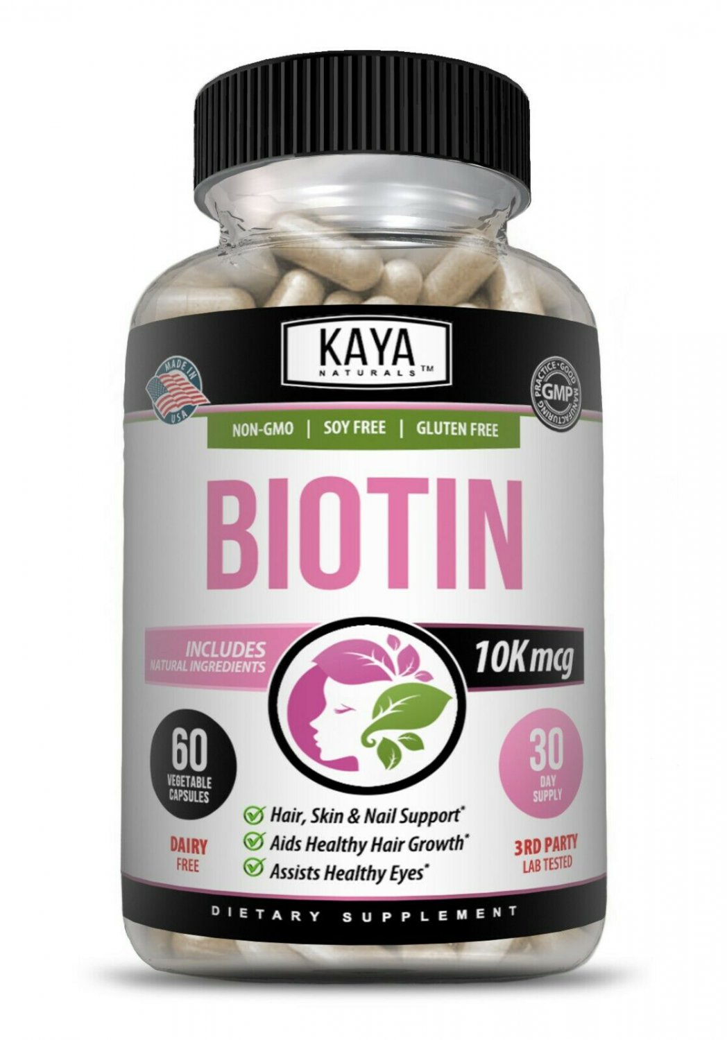 Biotin 1000mcg Promotes Hair Growth, Strong Nails, Healthy Skin, Vitamin B7 Pill
