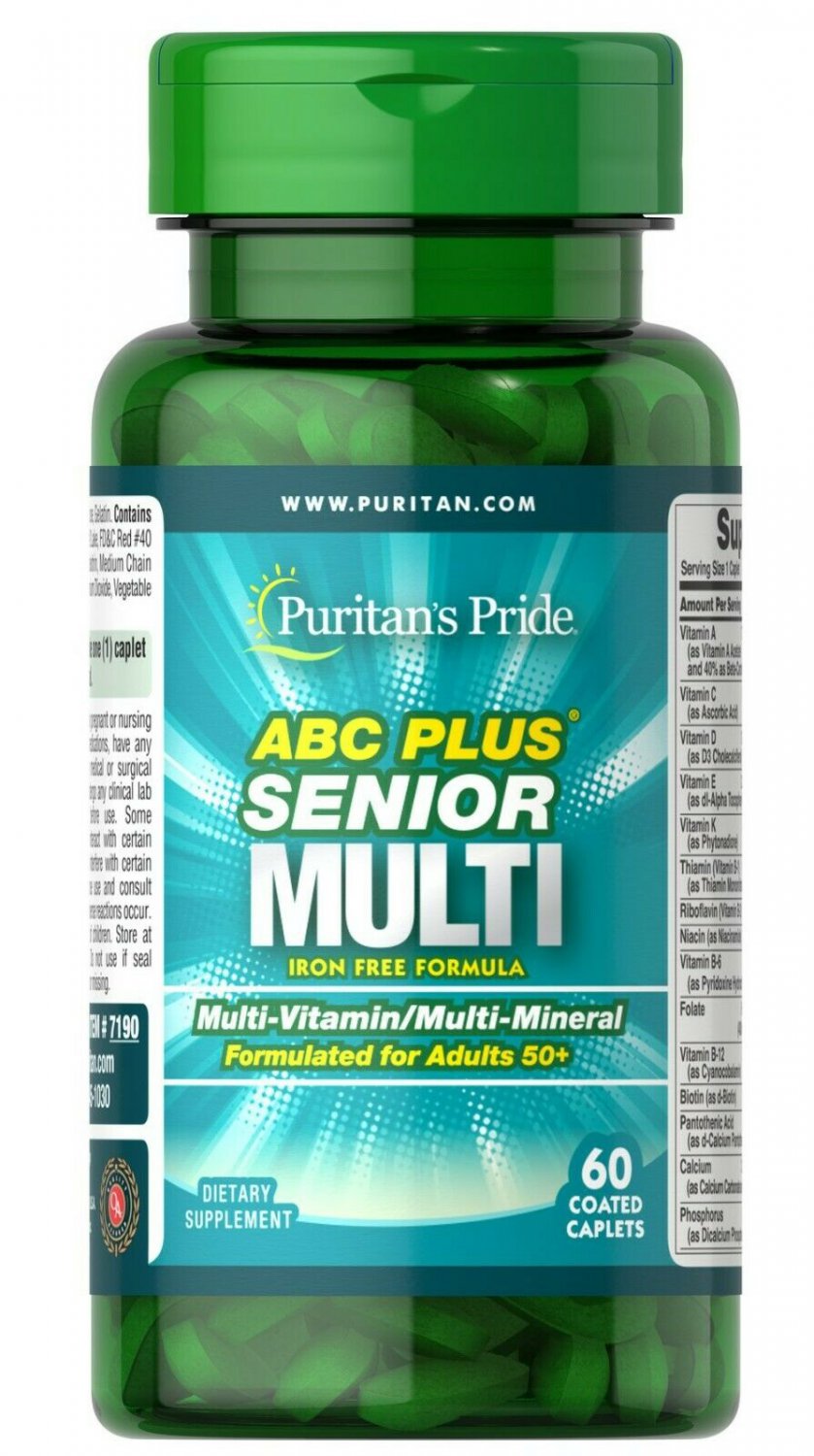 Puritan's Pride ABC Plus Senior Multi-Vitamin/Mineral Formula w/ Zinc 60 Caplets