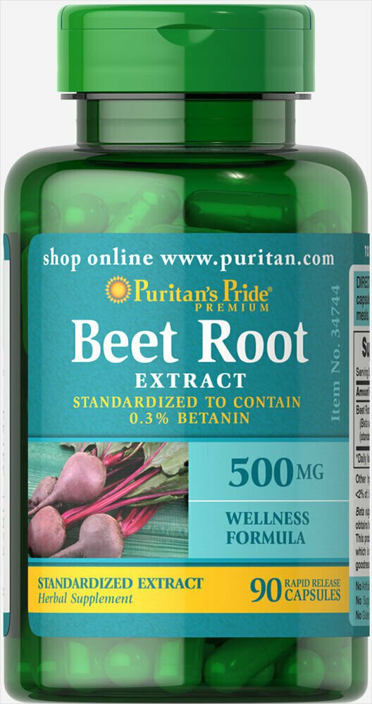 Puritan's Pride Beet Root Extract 500mg - 90 Rapid Release Capsules