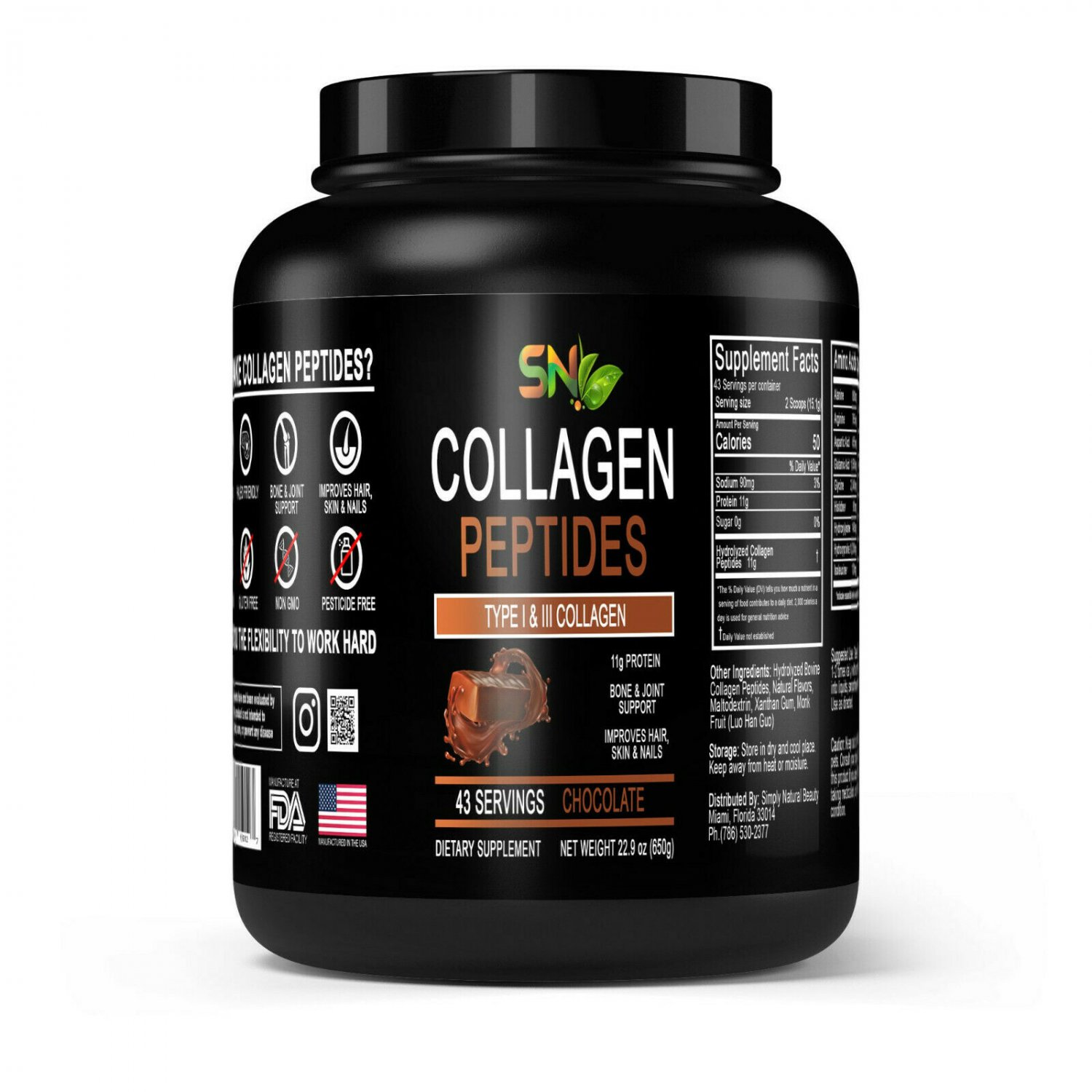 Premium Collagen Peptides 16 oz Hydrolyzed Anti-Aging Protein Powder keto paleo