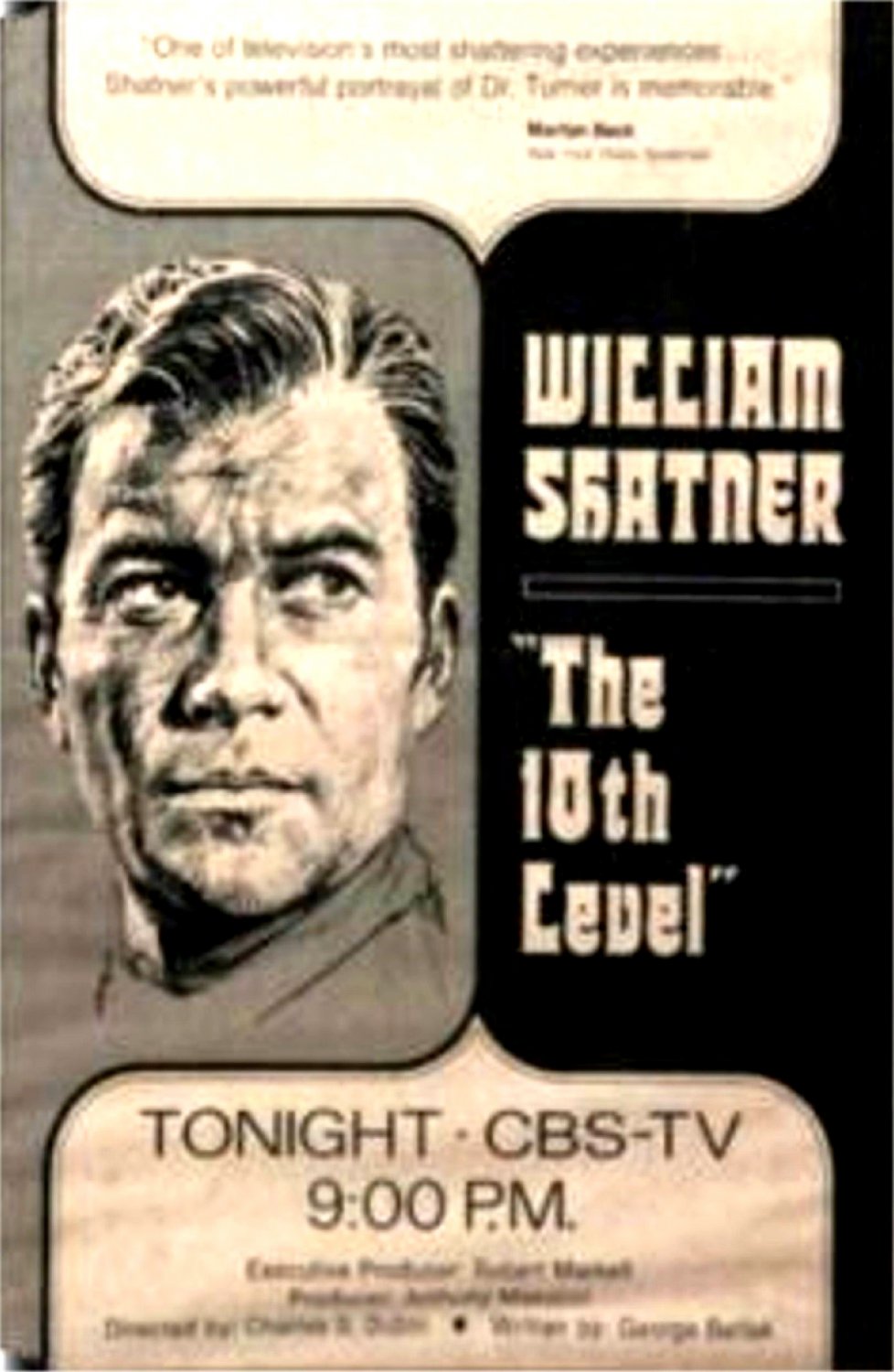 The Tenth Level 1976 William Shatner & Ossie Davis EXCELLENT QUALITY