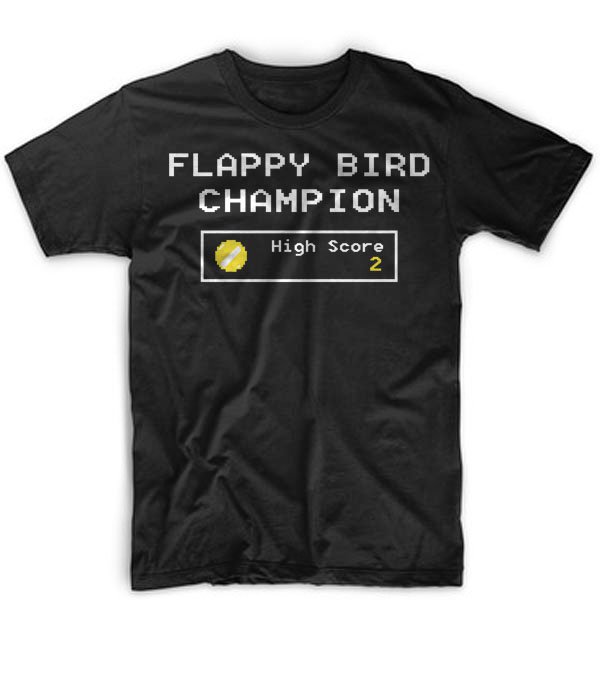 Black Men Tshirt Flappy Bird Champion Black Tshirt For Men