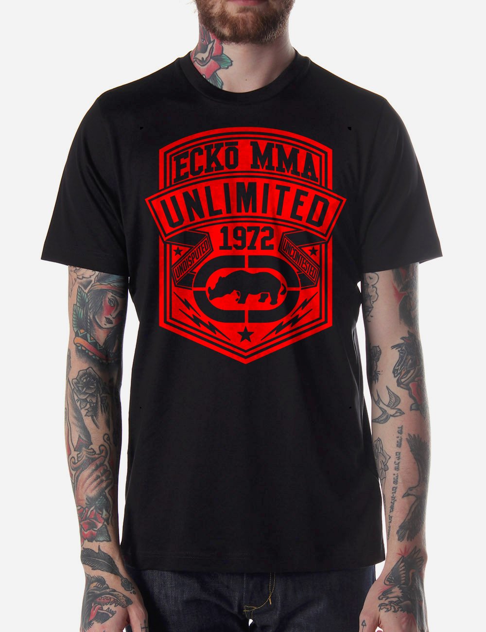 Black Men Tshirt ECKO MMA Unlimited Black Tshirt For Men