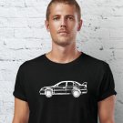 Black Men Tshirt Mitsubishi EVO VII Hand Drawn Car Black Tshirt For Men
