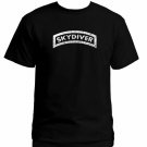 Black Men Tshirt Skydiver freefall badge distressed Black Tshirt For Men