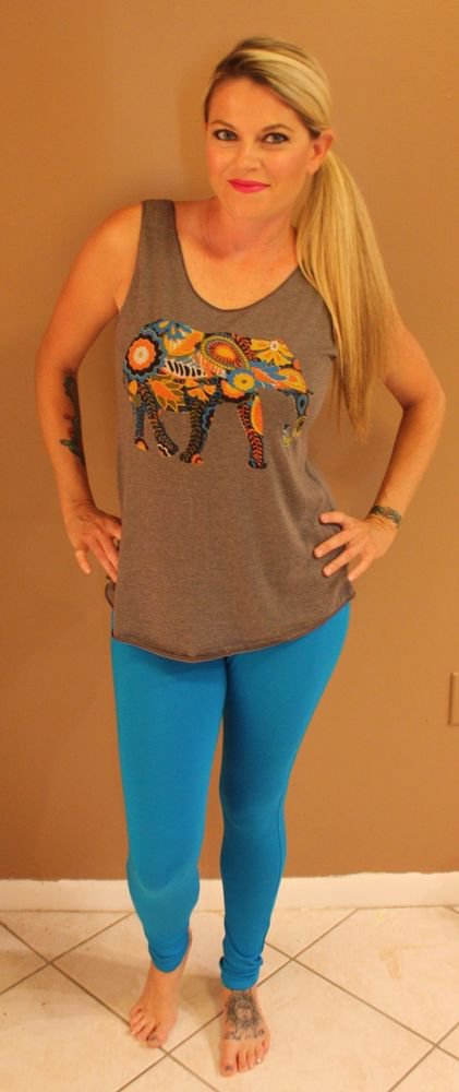 Womens Leggings Solid Seamless Skinny Pants Blue Stretch One Size