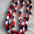 Fingered Crocheted Infinity Scarf, USA Patriotic Colors