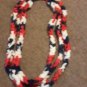 Fingered Crocheted Infinity Scarf, USA Patriotic Colors