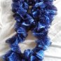 Handcrafted, Crocheted Ruffled Scarf, Boa Style, Blue, 87 inches