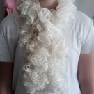 Crocheted Ruffled Scarf, Handcrafted Boa Style Scarf