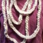 Fingered Crocheted Infinity Scarf, Mercury, gray and white